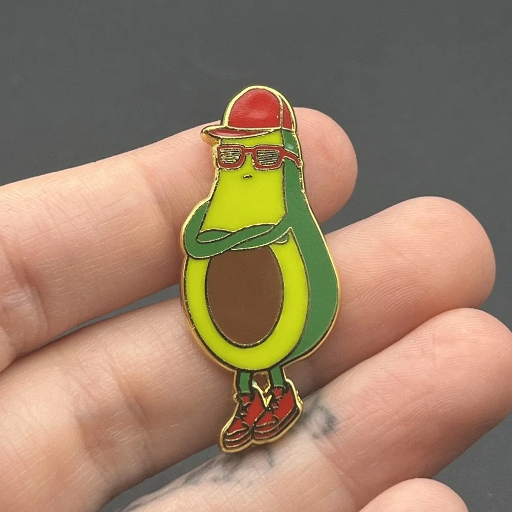 Wholly Guacamole Avocado Mascot Sunglasses Lapel Hat Pin‎